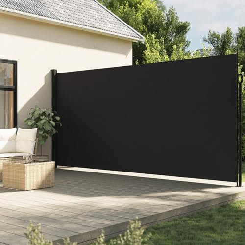 Lechnical Tenda da Sole Laterale Retrattile Nera 200x300 cm,Tenda da Sole Laterale,Anti UV Antivento Protezione Privacy per Balcone/Giardino-4004354
