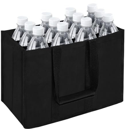 KHstylehoo Flaschentasche 12 Flaschen, Flaschenträger Mit Trennwänden, Wiederverwendbar Flaschentasche, Pfandflaschen Sammelbehälter, Flaschensammler Leergut für Bierflaschen Weinflasche Und Flaschen