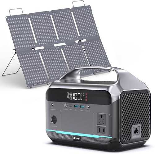 Portable Power Station with 80W Solar Panel, 288Wh LiFePO4 Battery 600W Power Bank with AC Outlet 110V/1200W Surge, Solar Generator 1.7H Fast Charging for Camping, Hurricane Emergency,RV,Home Use