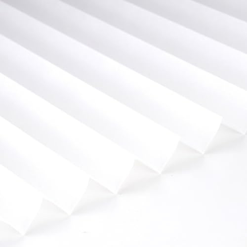 Wambere Cortinas plisadas autoadhesivas, 1 unidad, sin agujeros, cortinas plisadas de fieltro, cortinas plisadas sin agujeros, cortinas semiopacas, color blanco, 90 x 180 cm