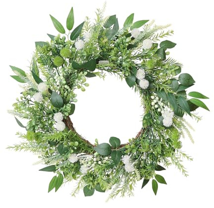 ROYJJ Dekorativer Türkranz mit Blättern, 60 cm, Frühlingskranz für Haustür, Fenster, Flur, Garten, Hochzeitsdekoration
