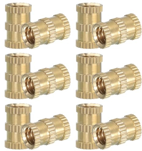 PATIKIL Insertos Roscados 1/4-20, 20 Pcs Tuercas Estriadas Métricas Latón Termofijables para Componentes de Impresión 3D en Plástico (1/4-20x12.7x8mm)