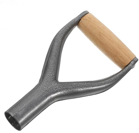 TOBBOMEY Fork Handle Replacement with Ergonomic Design Metal Shovel Grips and Smooth Finish Sturdy Garden Tool Handle Parts Made of Iron and Wood for Garden Tools