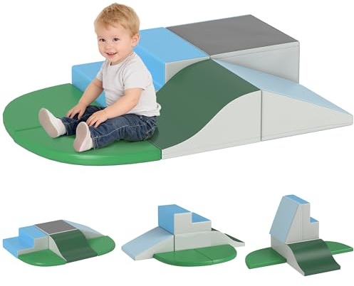 HOMCOM Juego de 6 de Bloques de Espuma para Niños Bloques de Construcción Grandes Figuras de Construcción Juguete para Aprendizaje para Escalar y Gatear Multicolor