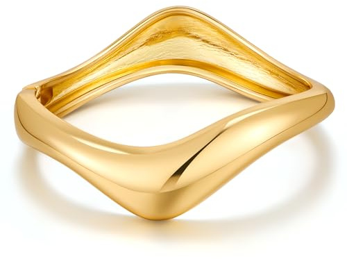 ENSKEFEN Chunky Teardrop Cuff Bracelets for Women Polished Waterdrop Bypass Bracelet Statement Arm Cuff Bangles Minimalist Hinged Bangle Bracelets Jewellery