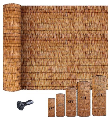 MZQMK Valla De Caña Valla De Cañas Exterior Valla De Caña Natural para Patio Al Aire Libre Valla Pantalla De Caña Natural Decorativa(0.61x5m/2x16.4ft)