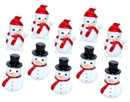 TOPPERFUN 10pièces Mini Bonhommes De Neige Résine Décorations De Noël Figurines pour Maison De Poupée à Neige Jardin Décoration De Bureau