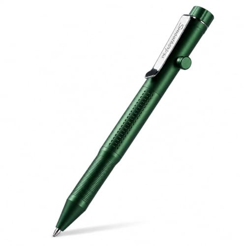 SMOOTHERPRO Bolt Action Aluminium kulspetspenna | Allt-i-ett kulspetspenna och penna med grafitlegering spets och infällbar design | Kompatibel med Parker refill (APG03) | Grön