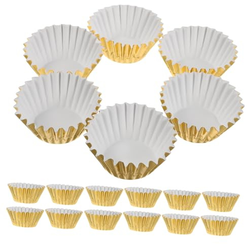 SMASOLO 500 pièces Caissettes à Cupcakes Aluminium Doré Moules à Muffins Résistants à Huile pour Gâteaux Idéaux pour Mariages et Anniversaires