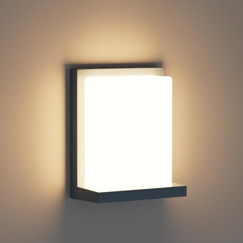 Kligthen 30W LED Außenwandleuchte, 3000K Warmweiß Hauswandleuchte, IP65 Außenwandlampe, Aluminium Wandleuchte für Terrasse, Garten, Anthrazit