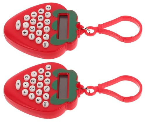 POPETPOP Mini Calculadora Electrónica de Bolsillo Roja con Llavero 2 Unidades Compacta y Portátil para Estudiantes y Oficina Calculadora a Pilas para Uso Escolar y Escritorio