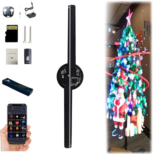 3D Hologramm Ventilator, Hologramm Projektor, 3D Holographic Fan Projector mit WiFi und APP, Weihnachten HD LED Lüfter für Ausstellungen und Messen (1 Pc)