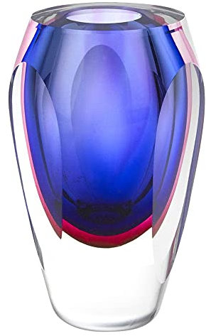 Badash J515 Astra Murano Style Art Glass Purple Vase, 16,5 x 9,5 x 9,5 cm
