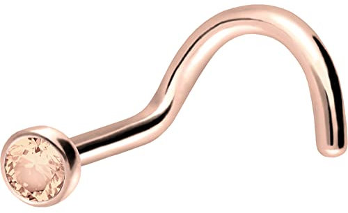 PIERCINGLINE Nasenpiercing Chirurgenstahl Kristalldisc Piercing Stecker Nase Roségoldfarben Pfirsich