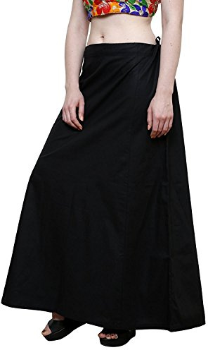 CRAFTSTRIBE Dam underkjol bomull sari kjol sari innerkläder beige kjol, Svart, en storlek