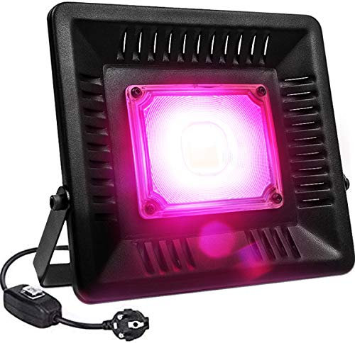 Relassy Lampara Plantas, LED Luz de Planta de Espectro Completo 50W con Enchufe de 1,7M UE, IP67 Lámpara de Cultivo Impermeable para Luz Plantas Interior, Invernadero, Hidroponía