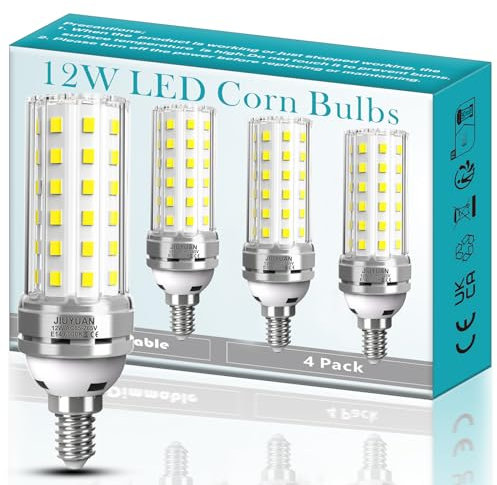 12W Bombilla LED E14, Blanco Frío 6000K 1450Lm, 100W bombillas incandescente equivalente, Pequeño Tornillo de Edison Bombillas LED candelabro, No regulable - 4 unidades