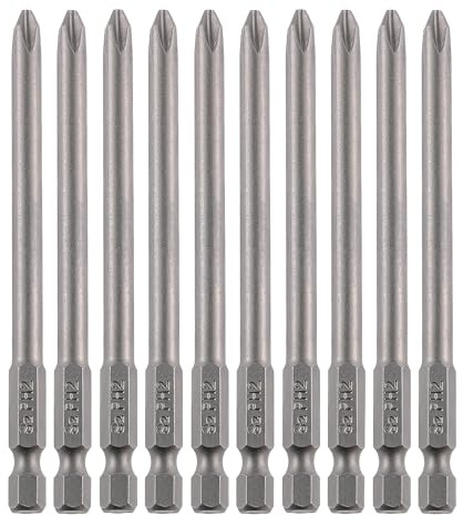 VESTTIO Phillips Bit Set, PH2#2 Long Screwdriver Bit Set, 10PCS 1/4 Inch Hex Shank, 4 Inch Length, S2 Alloy Steel, Magnetic Tip, for Power Screwdriver Drill Impact Driver