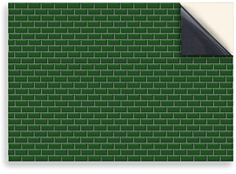 Stick & Go Repositionable Self Adhesive Dolls House Wallpaper 1:12 Scale (1 Sheet) - Green Metro Tiles - No. 80