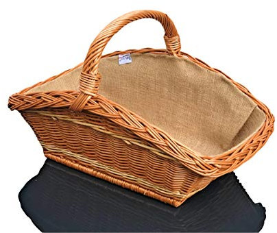 Bukora Panier à bûches en osier avec jute. Très stable. Tressé à la main.