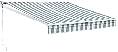Store Banne Manuel Saule - 2,95 m x 2,5 m - Structure Aluminium - Toile Polyester - Blanc/Gris