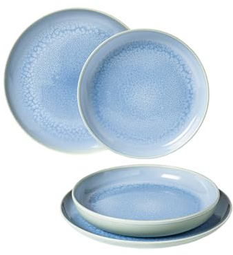 like. by Villeroy & Boch - Crafted Blueberry, 4 piezas Servicio de mesa de loza, Porcelana Premium, Azul, Apto para lavavajillas