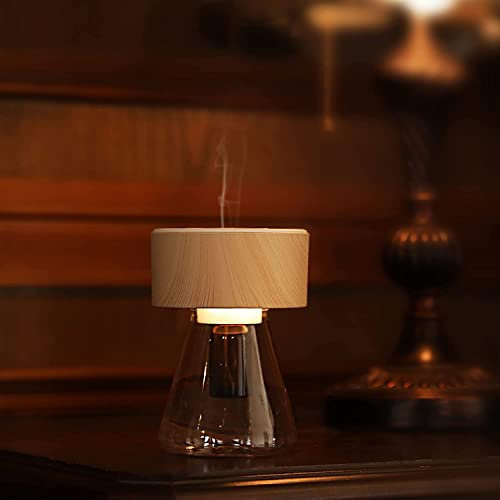 LOXIM Twilight Aromatherapy Diffuser - Nebulizing Technology for Essential Oils, Full Spectrum Oil Adaptability, Optional LED Light, Waterless, Wireless, Battery Operated (Woodgrain)