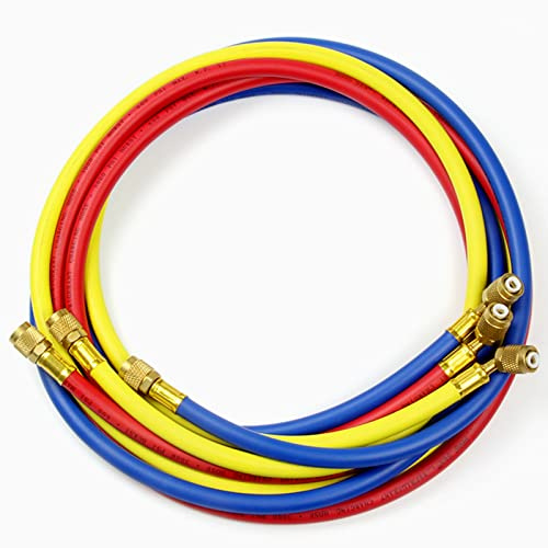 Füllschlauch für Klimatisierung mit Kältemittel 60 für R134a R12 R2 R502, (600-3000) psi AC-Fluorid-Abfüllschlauch Adapter 1/4 SAE für Auto-Klimaanlage Ladeschlauch (3 Farben)