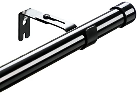 Harrms Barras de cortina para cortinas con ojales, barra de cortina de gasa negra de 76 cm, 25 mm, barra de cortina opaca de metal extensible para sala de estar y dormitorio