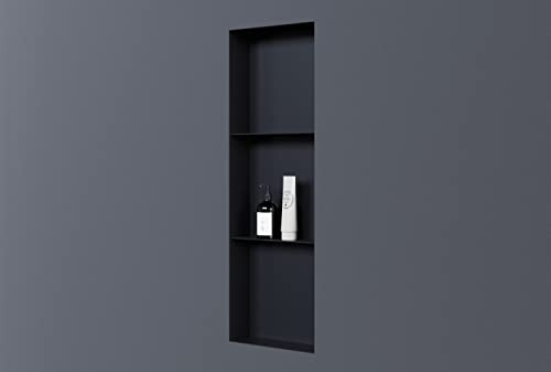 Bernstein® Wandnische aus Edelstahl NT309010X 30 x 90 x 10 cm randlos mit Ablagefach Duschablage für Badutensilien befliesbare Duschnische in Schwarz