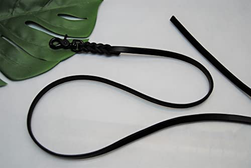 BULLYZEI Lederleine geflochten schwarz 10mm x 1m MIT Schlaufe Scheren-Karabiner Führleine