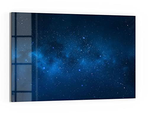 DEQORI Glas-Magnettafel | 60x40 cm groß | Motiv Nächtlicher Sternenhimmel | Memo-Board aus Glas | Magnetboard inkl. Magnete, Stift & Tuch für Küche & Büro | Tafel magnetisch & beschreibbar