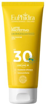 EUPHIDRA, Latte Solare Bambini SPF 30 Protezione Media Pelle Sensibile, Finish Leggero No Effetto Bianco, Con Pantenolo e Polifenoli, Ipoallergenico e Idratante, Resistente all'Acqua