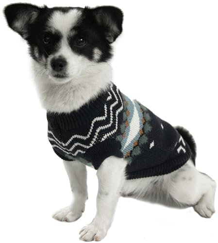 LiebeDD Hundepullover Kleine Mittelgroße Hunde Pullis Winter Warme Verdicken Hundepulli Französische Bulldogge Kleidung Hunde Pullover Kleine Hund Weihnachtspullover, Dunkelblau, M