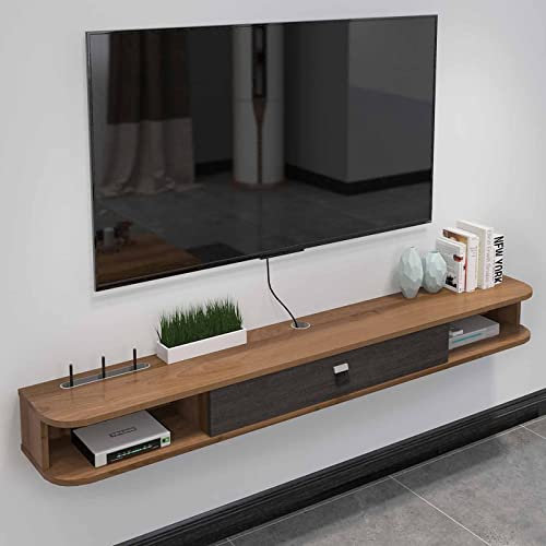 Meuble TV Flottant, Console TV Suspendue Unité De Rangement TV Murale Unité Murale Flottante De Divertissement pour La Maison Et Le Bureau (Taille: 120cm, Couleur: Noyer)