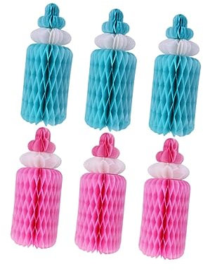 Amosfun 6stücke Flaschenanhänger Aus Papier in Form Einer Milchflasche Mit Wabenmuster Party-hängeanhänger Blau-rosa Als Dekoration Für Schlafzimmer Wohnzimmer Und Kinderzimmer