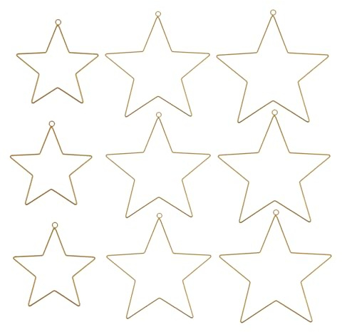9Pcs 3 Größen (30/20/10cm) Stern Kranz Rahmen - Hängende Metall Sterne Ring zum Basteln, Draht Rahmen DIY Handwerk Reifen, Traumfänger Makramee Ring, Urlaub Kranz, Weihnachten