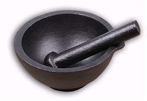 Mörser- und Stößel-Set aus Gusseisen – unverzichtbare Gewürz- und Kräutermühle und -zerkleinerer