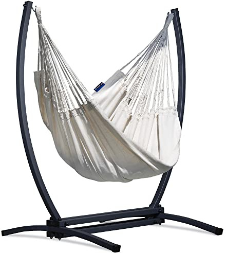 Potenza Pereira L/XL Hängesessel mit Gazela Gestell I Hängestuhlgestell max 160kg (Creme, XL)
