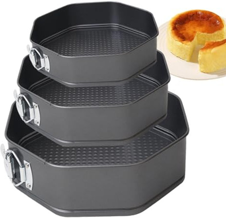 Teglia da forno per torte, stampi antiaderenti per torte, stampi per torte a tenuta stagna, set di 3 teglie ottagonali per torte, design unico per cheesecake, torta yogurt, mousse, torta al