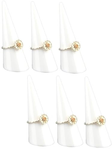 6er Set Acryl Ringhalter in [weiß] für einzelne Fingerringe, 68x25mm - Schmuckorganizer für stilvolle Aufbewahrung, Präsentationsständer für Ringe, Ausstellungsständer für Juwelier Verkaufsvitrine
