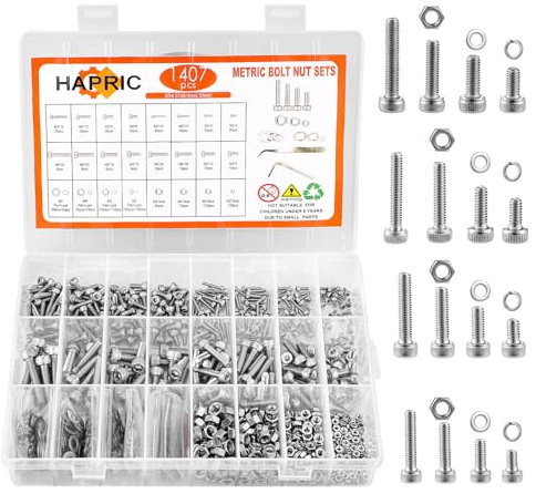 1407 Stück Schrauben Set Edelstahl, M2/M3/M4/M5 Maschinenschrauben Zylinderkopfschrauben Gewindeschrauben Set Sechskantschrauben Set für Elektronikprodukte Autoreparatur