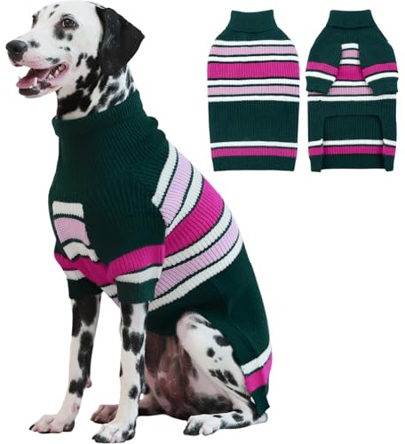 IECOii XL hundtröja, stor tröja för manliga kvinnliga hundar, varm pullover stickat, vinterkläder, polo för corgi, beagle – grön