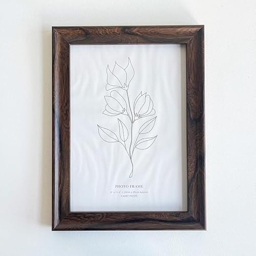 pf+a Dark walnut Wooden Photo Frame - Brown walnut Effect Real Wood Frame - Rustic Home Decor - Table Display Picture Frames (Dark Walnut, A4)