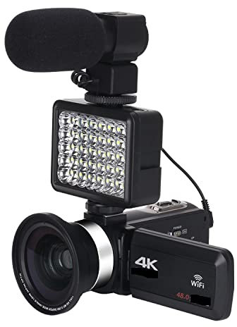 AUBEST Videocamera Videocamera Full 4K Videocamere digitali Professionali Streaming Live Fotografia 18X Registratore Vlog Webcam Ultra HD(64G SD Card,Camera Knit 1)