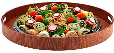 aqxreight Großes, Rundes Serviertablett aus Holz, 50 Cm, Küchenbedarf, Heimrestaurant