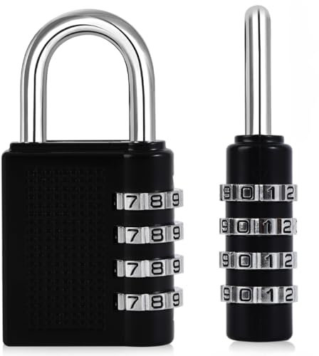 LockMingle 4 Digit Combination Padlock for Gym Locker - Indoor and Outdoor Weatherproof Padlock with Code - Cut Resistant Digital School Locker Padlock (Black) - Series 2