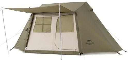 Naturehike Village5.0 Tipi Zelt Outdoor 4-6 Personen Wasserdicht Familienzelt Hauszelt Luxus Zelt 4 Jahrzeit Campingzelt für Festtage, Camping, Wandern, Trekking(Grün)