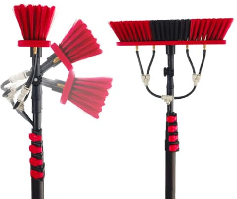 HENGJINGTR Mit Wassersprühfunktion Wasser Fed Brush 36Ft Teleskop Verlängerung Pole Reinigungsset für Fensterreinigung, Photovoltaik-Panel Reinigung