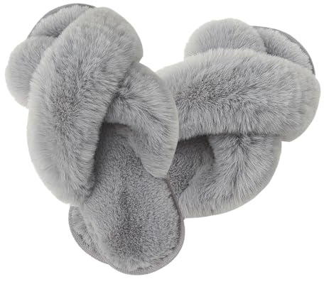Milaloko kvinnor fluffig kors band hus tofflor luddig öppen tå tofflor mysig plysch slip-on hem skor inomhus utomhus